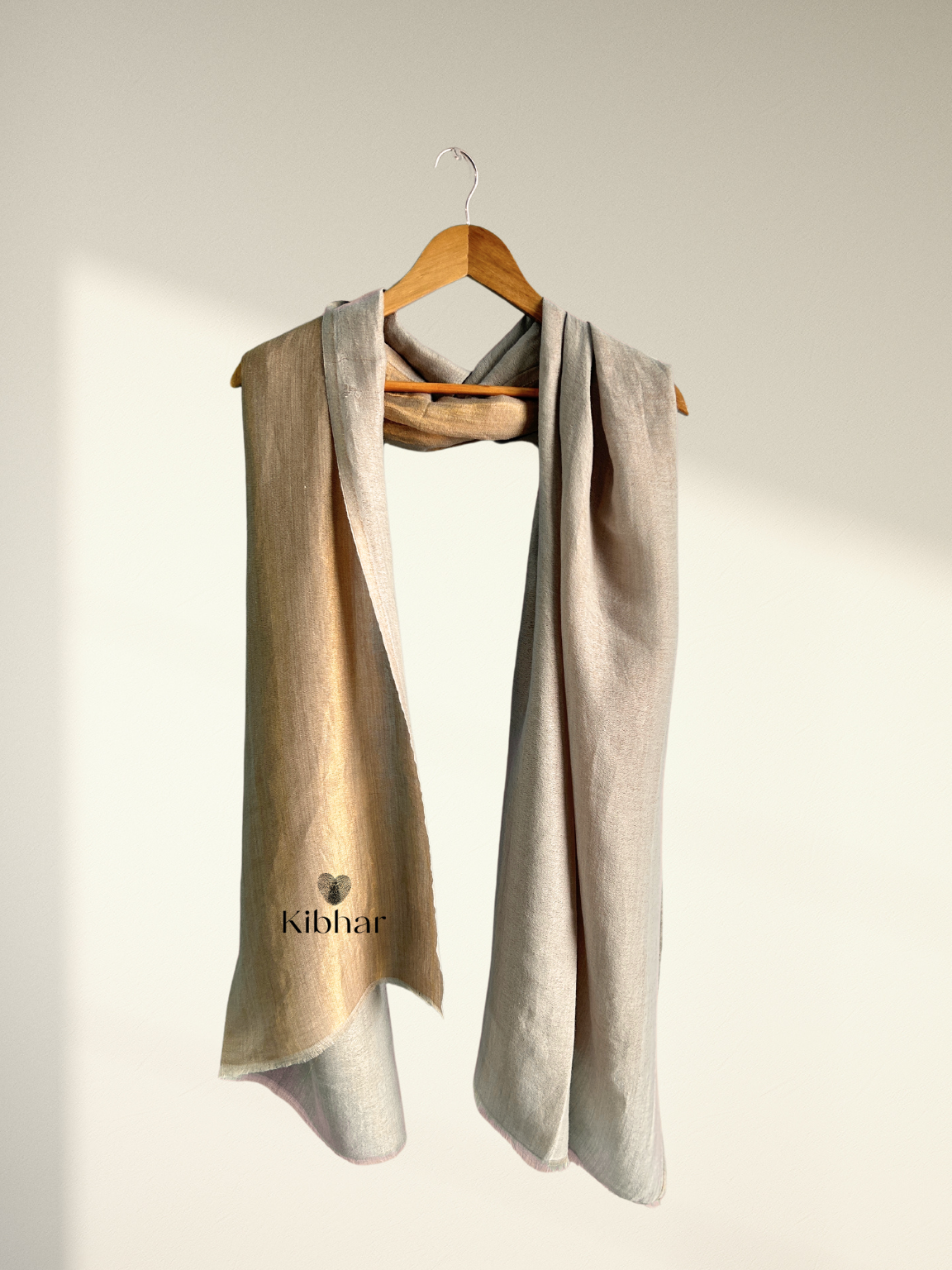 Dual tone fine wool Zari Stole- Grey