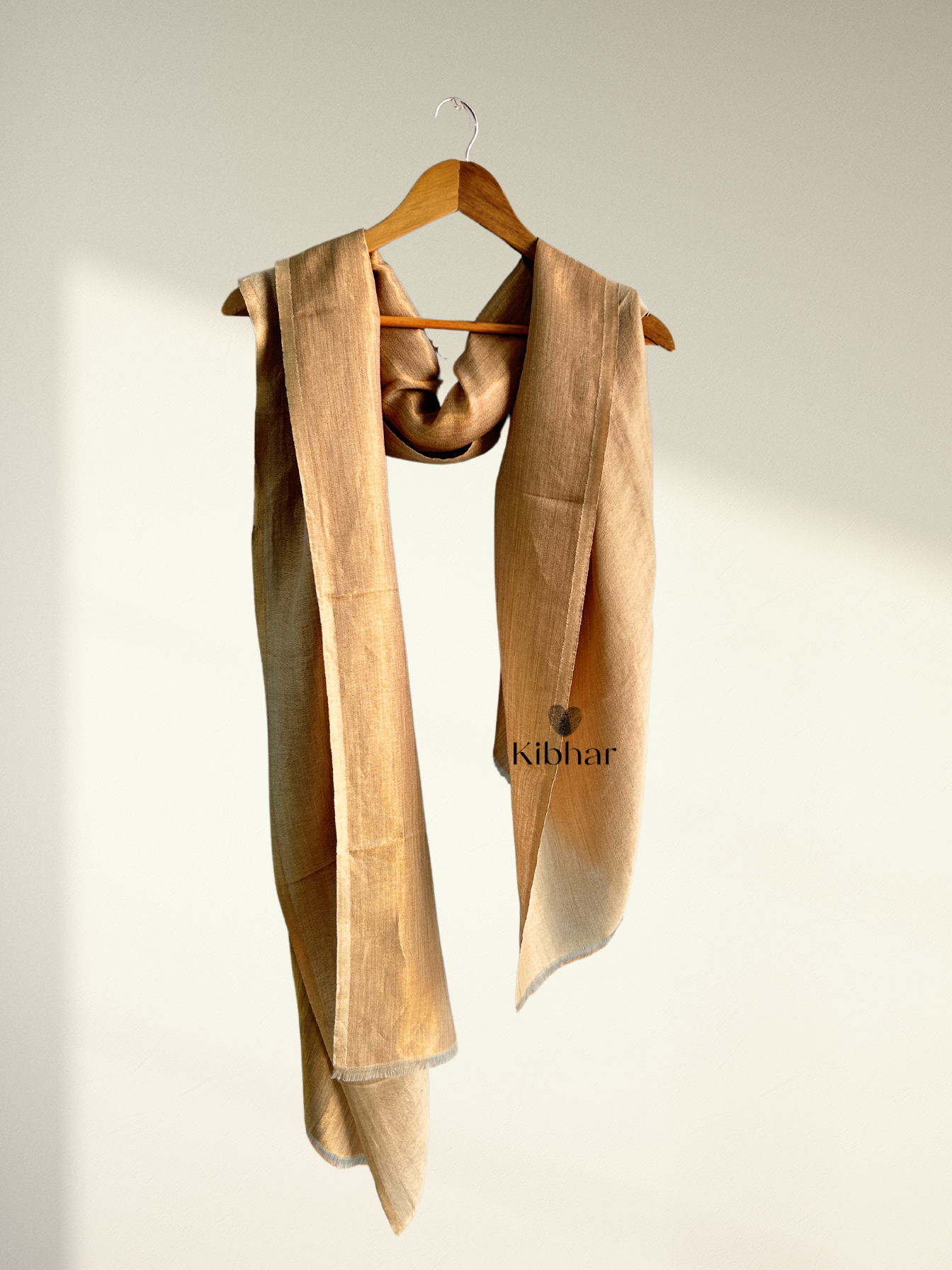 Dual tone fine wool zari Stole- Brown