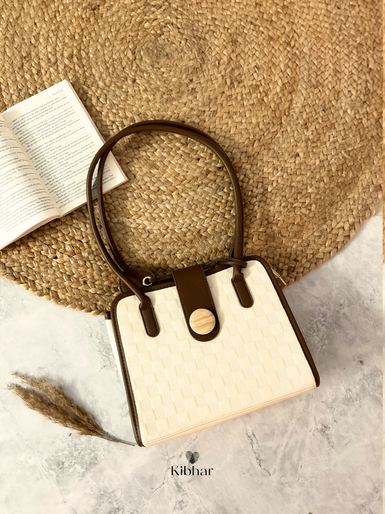 Cream and Brown Textured Bag