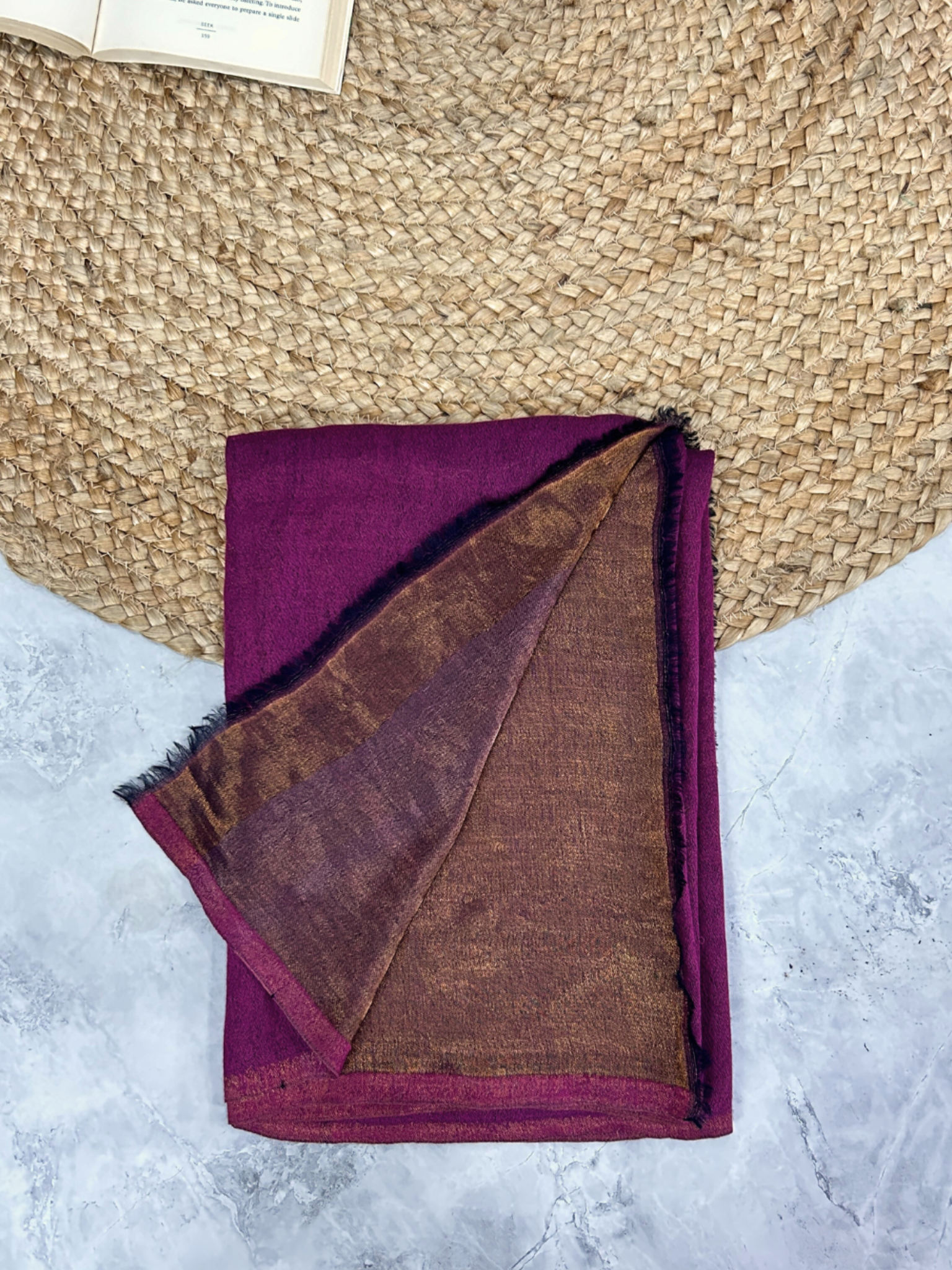 Dual tone fine wool Zari Stole- Megenta