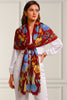 Floral hand painted pashmina stole- Base Deep Red