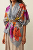 Floral hand painted pashmina stole- base grey