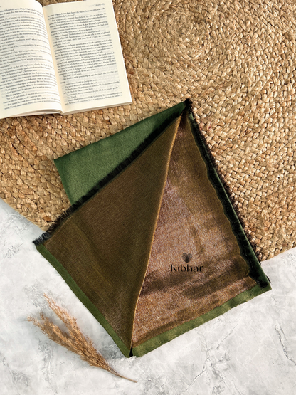 Dual tone fine wool Zari Stole- Olive