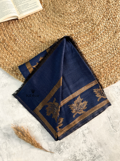 Dual tone leaf pattern pure fine wool stole