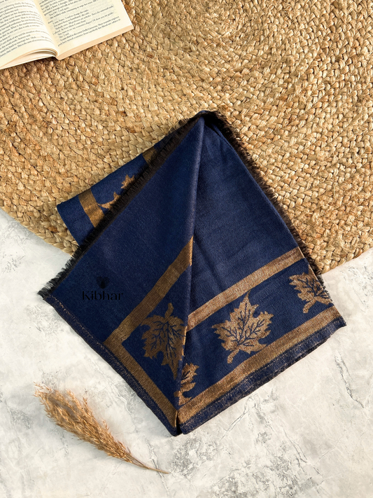 Dual tone leaf pattern pure fine wool stole