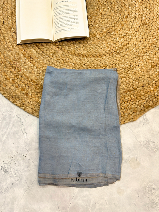 Dual tone fine wool Zari Stole- Light Blue