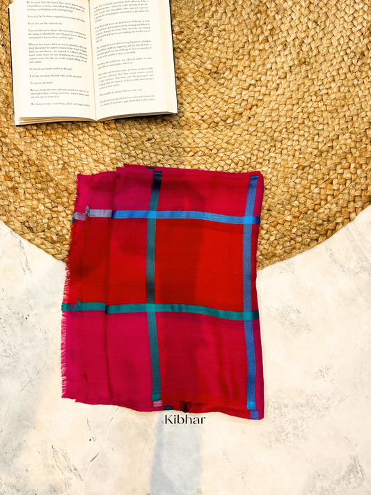 Natural Cashmere check self texture stole