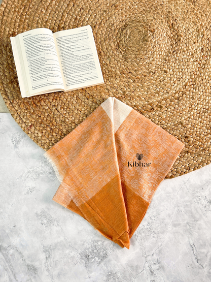 Orange & Cream Pure fine wool Stole