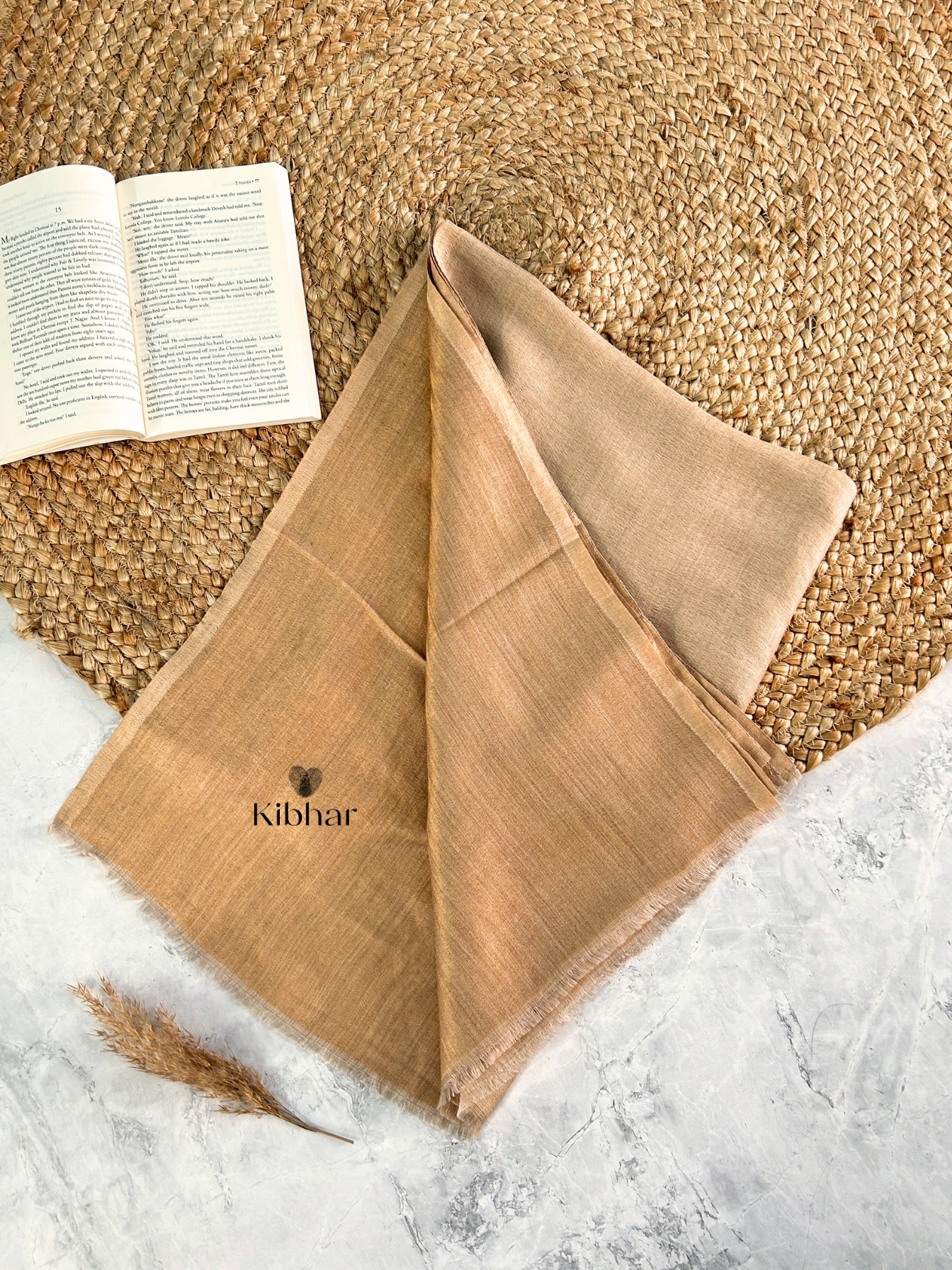 Dual tone fine wool zari Stole- Brown