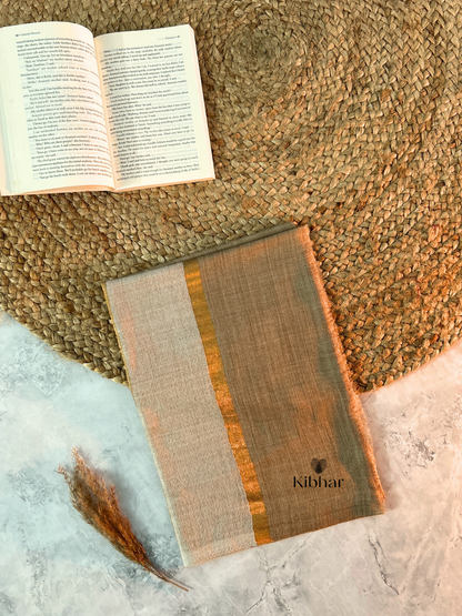 Light Brown zari stripe pure fine wool