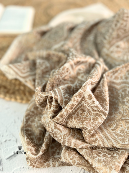 Brown Thread work pure fine wool Stole