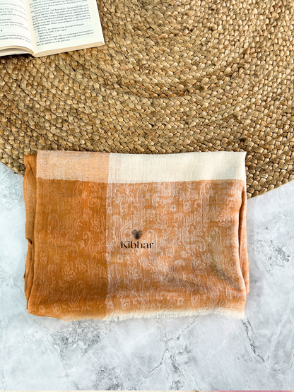 Orange & Cream Pure fine wool Stole