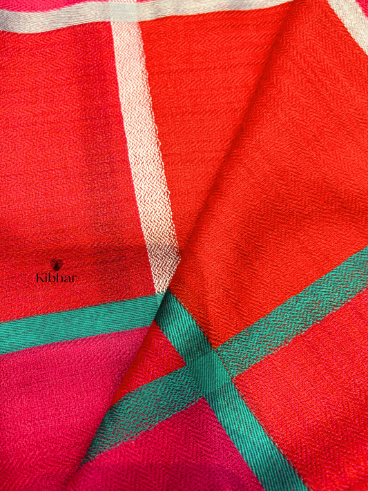 Natural Cashmere check self texture stole