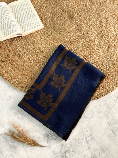 Dual tone leaf pattern pure fine wool stole