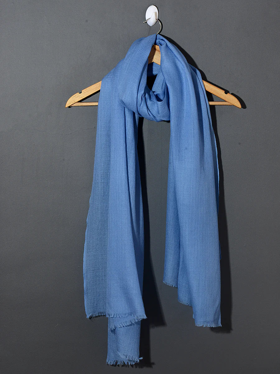 Natural Cashmere stole - ocean blue