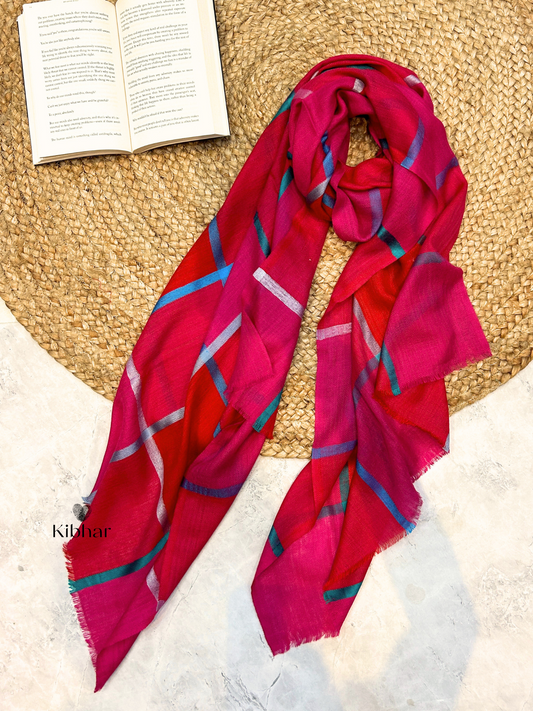 Natural Cashmere check self texture stole