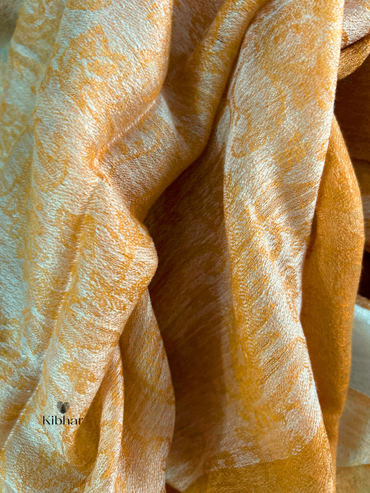 Orange & Cream Pure fine wool Stole