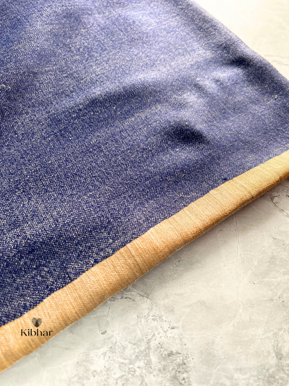 Navy blue zari stripe pure fine wool